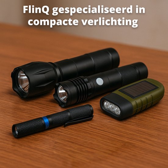 FlinQ Pen Zaklamp - 100 lumen LED lamp - Op Batterijen - Waterbestendige Flashlight - Militaire Zaklamp - Ideaal voor Noodpakket - Geschikt voor Kinderen - 100 meter Zicht - 2 Zaklampen