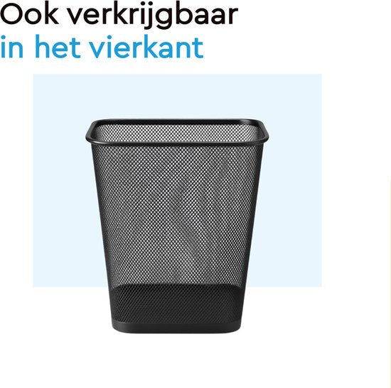 BRASQ 2x Papierbak Rond - Zwart - 12 Liter - Prullenbak - Vuilnisvak - Afvalbak - Papiermand - Metaal - Set van 2