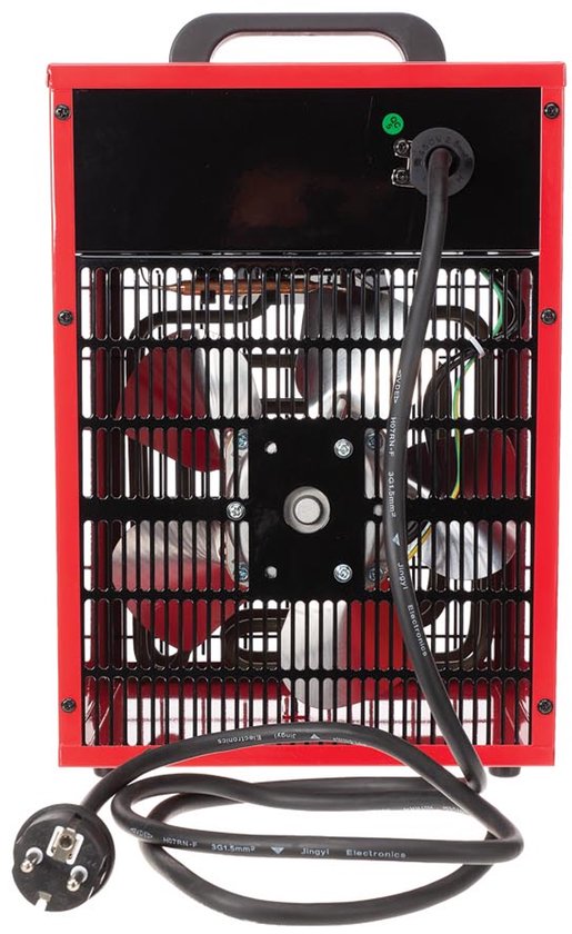 Perel Elektrische ventilatorkachel 3300W, 2 warmtestanden, thermostaat en koelstand, IP24, met oververhittingsbeveiliging, compacte draagbare heater voor werkplaats, garage, hobbyruimte