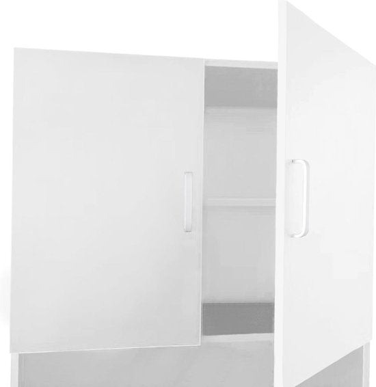 VDD Wasmachinekast – Met Open & Gesloten Opbergvakken – 63 x 30 x 190 cm – Wit