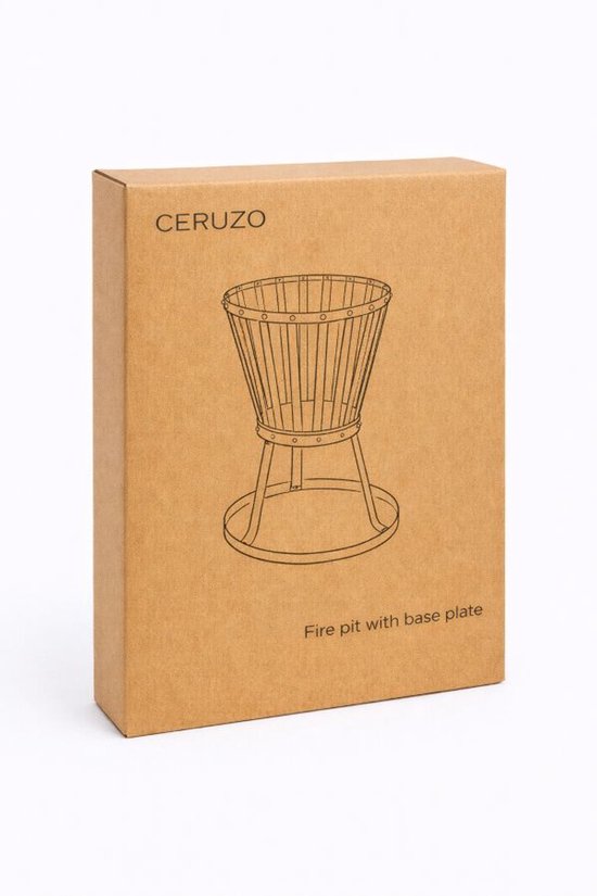 Ceruzo Vuurkorf – 48 cm Hoog – Staal – Ø32 cm- Zwart - Onderplaat