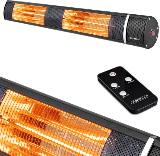 Monzana Infraroodstraler 3000W - 3 Standen/Afstandsbediening - Zwart