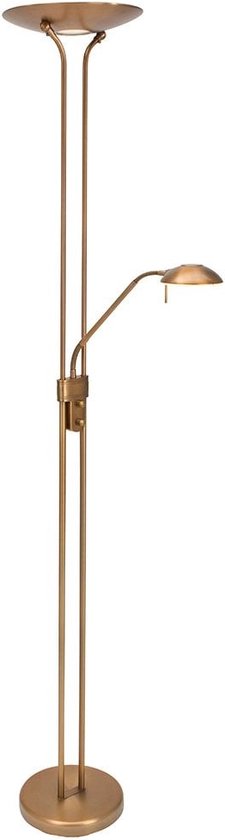 Steinhauer Olet - Klassieke LED Dimbare Vloerlamp | Staande Lamp met Dimmer met leeslamp - 1 lichts - H 1800 mm - Brons - Woonkamer | Slaapkamer