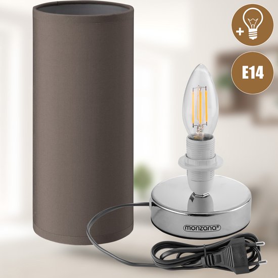 Monzana Tafellamp 2 Stuks LED – Dimbaar E14 - Chroom Taupe