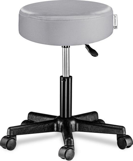 Casaria Verstelbare Draaikruk - 46/60cm Zithoogte – 1 Stuks Grijs