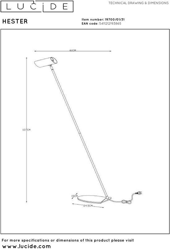 Lucide HESTER - Leeslamp - 1xGU10 - Wit