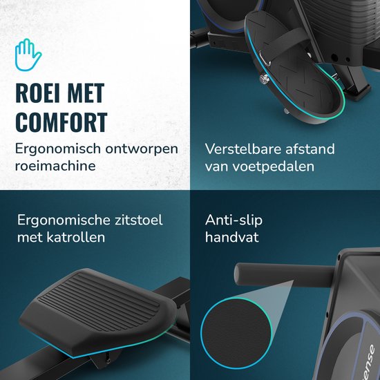 Flowsense Roeimachine - Inklapbaar - Geluidsstil - Magnetisch - 16 Weerstandniveaus - LCD Monitor