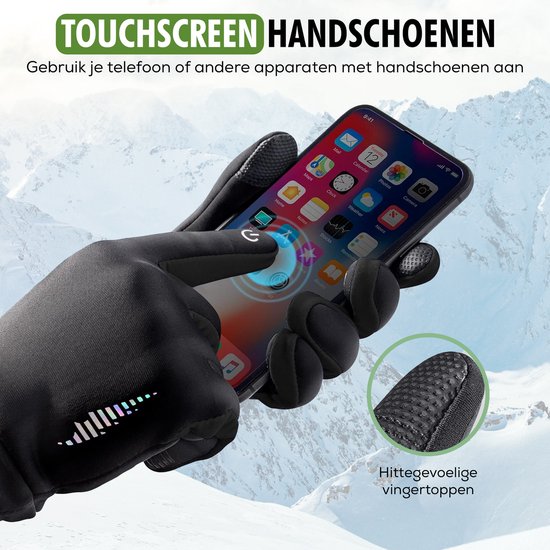 Travelhawk Handschoenen - Spatwaterdichte Handschoenen Heren - Handschoenen Dames - Handschoenen Winter - Scooter/Fiets - Zwart