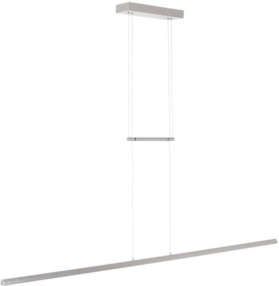 Hanglamp Profilo 3318ST van Steinhauer van staal, 150 cm breed, hoogte instelbaar van 110 tot 170 cm, 2100 lumen, modern design voor binnengebruik