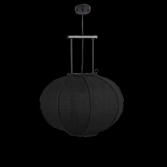 Mica Decorations Pego Hanglamp - H55 x Ø50 cm - Linnen - Zwart
