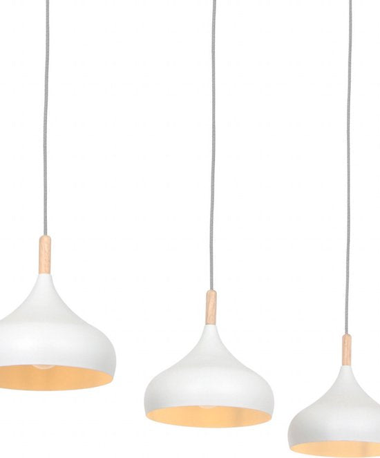 Mexlite - hanglamp - Bjorr - wit - hout metaal - grote eettafellamp - E27 - 3099W