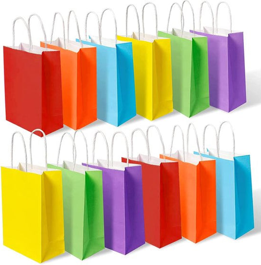 Partizzle 24x Uitdeelzakjes van Papier - Snoepzakjes voor Kinderen - Uitdeeltasjes Kinderfeestje Verjaardag - Klein Speelgoed Cadeauzakjes - Carnaval Snoep Uitdeelcadeautjes Fidget Toys Traktatie Zakjes - 21x15 cm