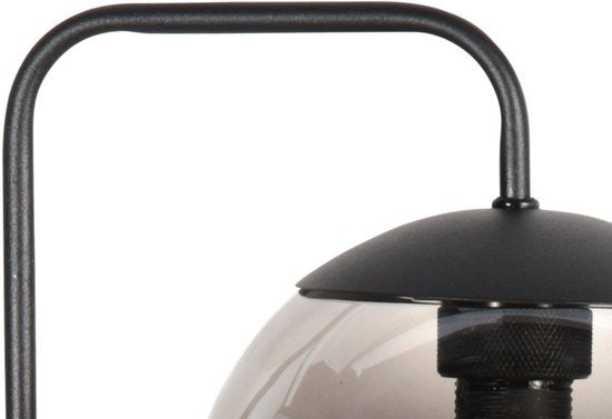 Wandlamp Bollique 4609ZW zwarte metalen wandlamp met smoke glas, E14 fitting, trendy stijl - Steinhauer