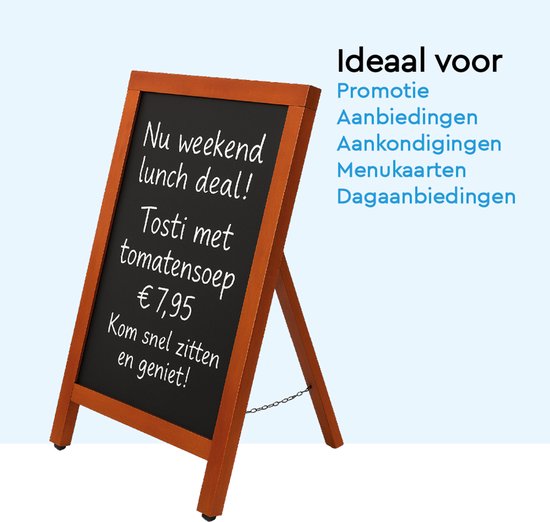 BRASQ Krijtstoepbord Mahonie - 55x 85 CM - Krijtbord - Reclamebord - Stoepbord - Enkelzijdig - voor Binnen en Buiten - Horeca