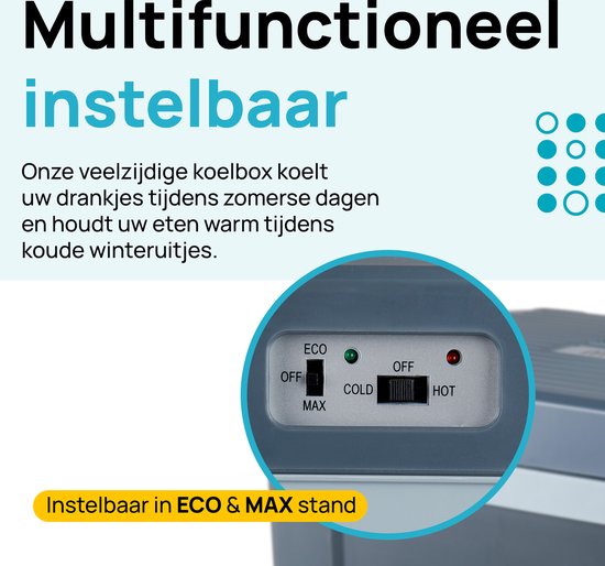 MOA Koelbox Elektrisch 12v 230 volt - Coolbox 40L - Frigobox - Auto en Camping - Grijs