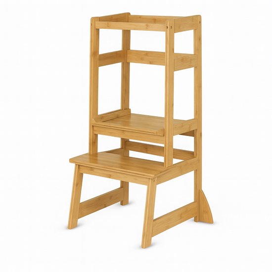 Oemmie Leertoren - Learning Tower - Montessori Leertoren - Leertoren keukenhulp - Leer Toren - Opstapje - Kindertrapje - Bruin