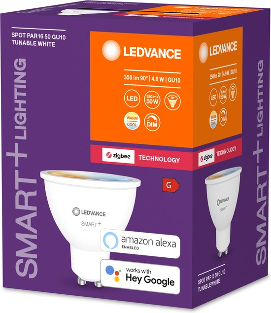 LEDVANCE LED reflectorlamp - Lampvoet: GU1- - instelbaar wit - 27--…65-- K - 5 W - mat - SMART+ Spot GU1- instelbaar wit