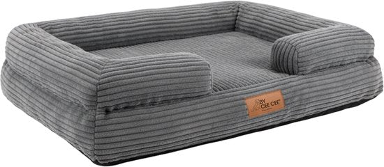By Cee Cee Orthopedische Hondenmand – Orthopedisch Hondenkussen – Hondenbed – Ribstof - Voor Middelgrote Honden - Grijs - 108x81cm - Luca