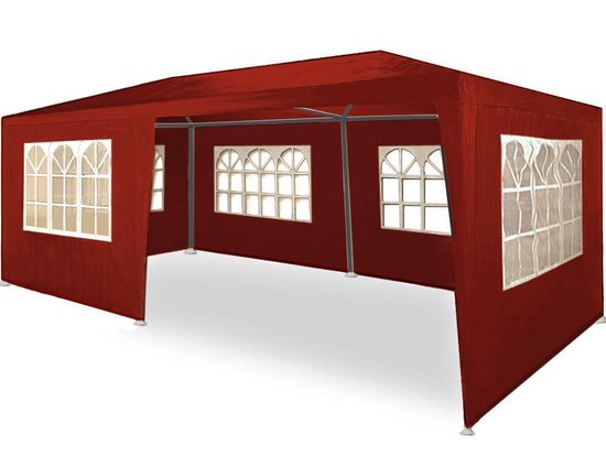 Casaria Partytent - Paviljoen - 6 Zijwanden - Waterdicht - 300 x 600 cm - Rood