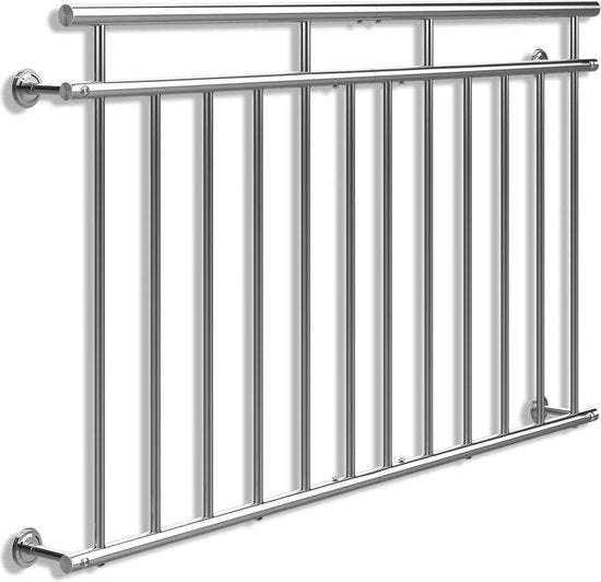 Monzana Franse Balkonreling – Staal 90x156cm 7 Spijlen - Zilver