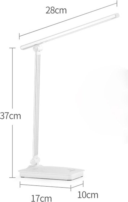 Fuegobird LED Bureaulamp – Bedrade – Draadloos Opladen Voor Telefoon – Dimbaar – Opvouwbaar – Smart Touch