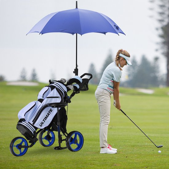 Coast Golftrolley, golftrolley, golftrolley, golfwagen, inklapbaar, golfcaddy golf push cart van aluminium, golfcaddy met parapluhouder, T-stukhouder en opbergtas