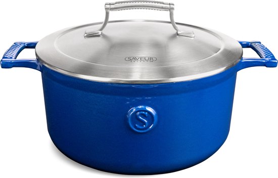 Saveur Voyage Ovale Braadpan – Ø25 cm – Gietijzer – PFAS-vrij – Inductie – Klassiek Blauw