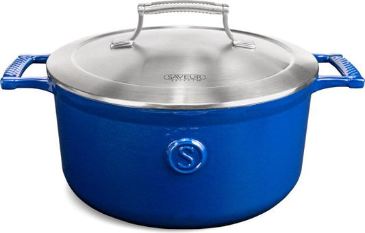 Saveur Voyage Ovale Braadpan – Ø25 cm – Gietijzer – PFAS-vrij – Inductie – Klassiek Blauw