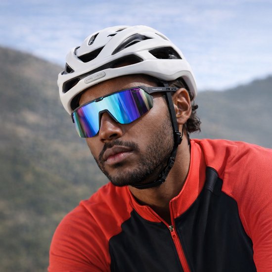 Travelhawk Fietsbril - Heren en Dames - Sportbril - Loopbril - Polarized - UV 400 Bescherming - Blauwe Glazen - Zwart