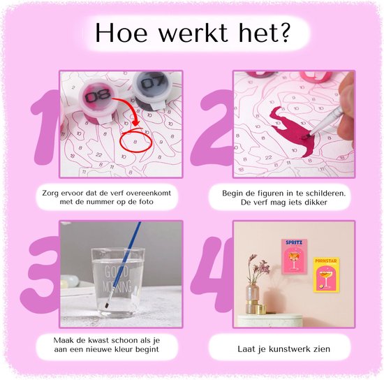 Rubye® Mini Schilderen op Nummers - 2 stuks - Volwassenen - Schilderen op Nummer Kinderen - Set - Cocktails - 15x20cm