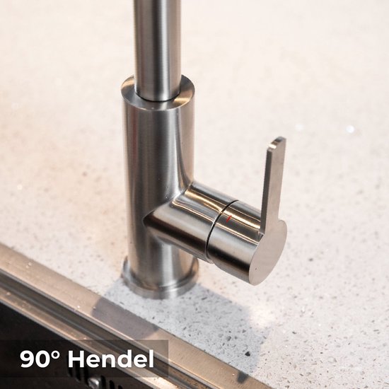 Mizzo Trigo Hoge Keukenkraan - Antibacteriële Sproeikop - 44 cm Hoog - Mat RVS