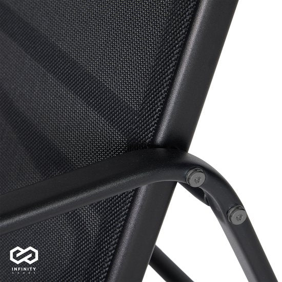 Infinity Goods Tuinset – Incl. Bank, 2 Stoelen & Glazen Tafel – Zwart/Antraciet