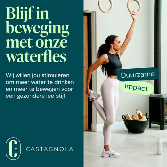 Castagnola Waterfles - RVS Drinkfles 500 ML - Stalen Thermosfles - Drinkflessen voor Volwassenen - Dubbelwandig - Offwhite