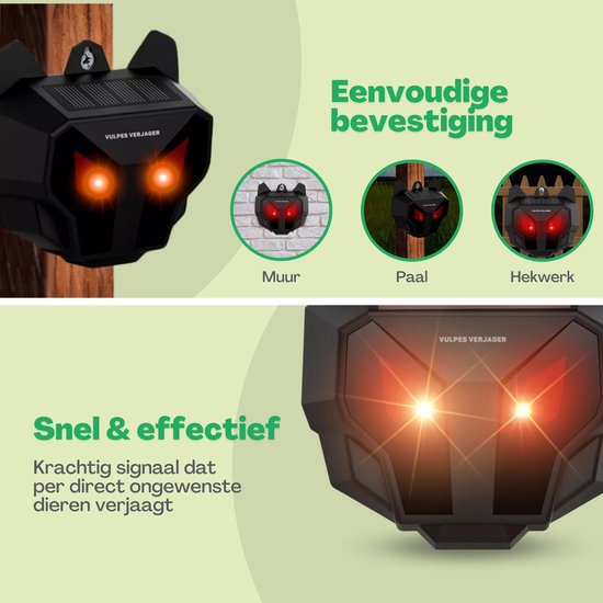 Vulpes Goods® Verjager - Vogelverjager - Duivenverjager - op zonne-energie - Afweermiddel voor Vogels en andere Roofdieren - PRO versie