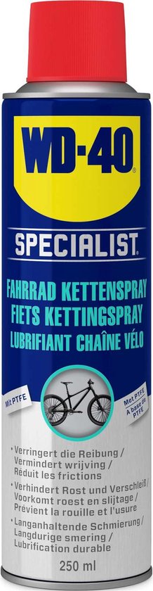 WD-40 Specialist® Fiets Kettingspray - 250ml - Smeerolie - Smeermiddel - Maximale smering en vermindert slijtage