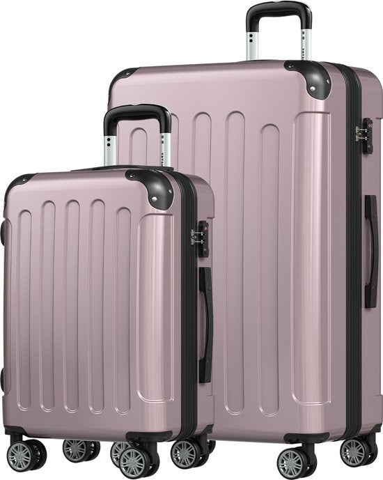 TRVLMORE Kofferset - 2 Delig - 45L Handbagage + 115L Ruimbagage - TSA Slot - Lichtgewicht - Reiskoffer Set - Roségoud