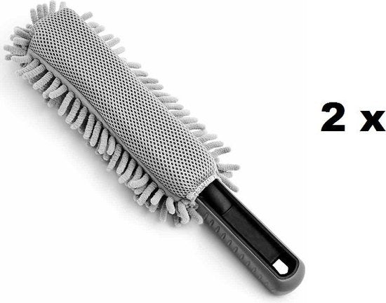 Velgenborstel - Grijs - Microvezel - 34 cm - set van 2 stuks