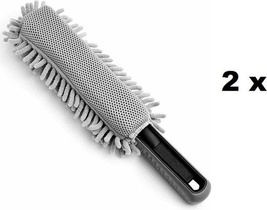 Velgenborstel - Grijs - Microvezel - 34 cm - set van 2 stuks