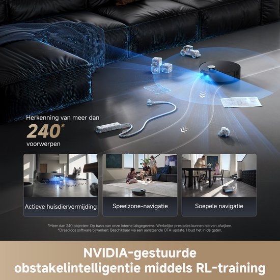 Dreame Aqua 10 Ultra Roller Complete Black – Robotstofzuiger met dweilfunctie – 30.000Pa Zuigkracht – AquaRoll™ & ThermoHub™ 100°C zelfreiniging – Tapijtveilig & slim Omnesight™ 2.0 navigatie – Voor harde vloeren & drempels