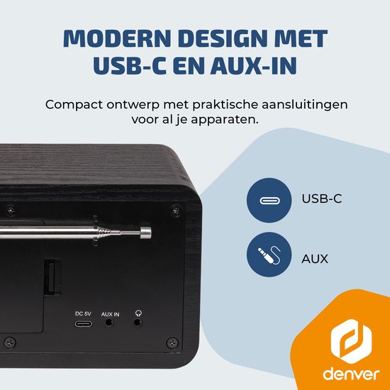 Denver DAB Internetradio - DAB - FM - Internetradio - Noodradio - Bluetooth - Alarmfunctie - DIR200
