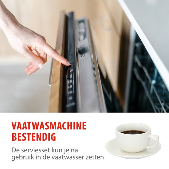 alpina serviesset 8 Persoons - Aardewerk Servies 40-Delig - Bordenset met Ontbijtborden, Dinerborden, Kommen, Kopjes en Schotels - Servies Set Vaatwasser- en Magnetronbestendig - Wit