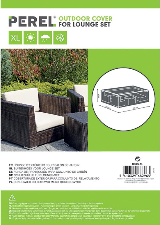 Perel Buitenhoes voor tuinset, grijs, rechthoekig, 280 cm x 230 cm x 80 cm