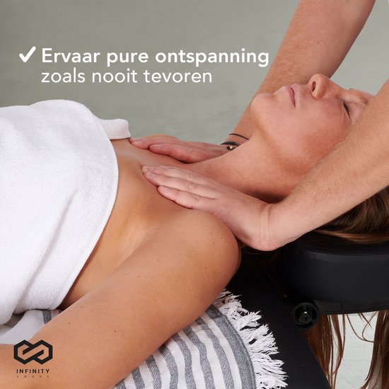 Infinity Goods Massagetafel - Inklapbaar - 250KG Draagvermogen - 8 Hoogtestanden - Incl. Opbergtas - Behandeltafel - Zwart