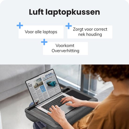 Laptop kussen - Schoot tafel - Verstelbaar - Standaard voor Thuiswerken - Bedtafel - Laptray en Tabletstandaard - Met telefoon standaaard