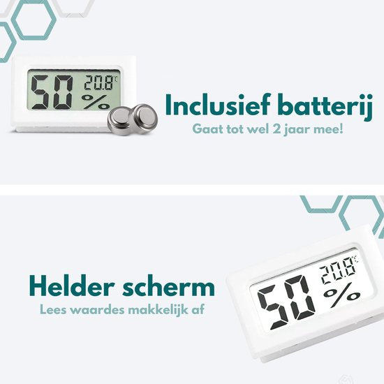 Ease Electronicz Hygrometer - Weerstation - Luchtvochtigheidsmeter - Thermometer Voor Binnen - Incl. Batterijen