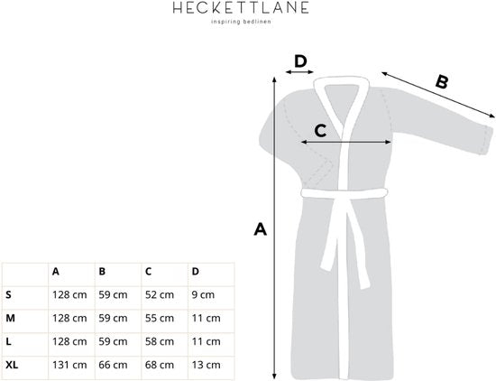 Heckettlane Badjas Wafel - Kamerjas voor Dames en Heren - L - Ochtendjas van Katoen - Geschikt voor de Sauna - Grijs