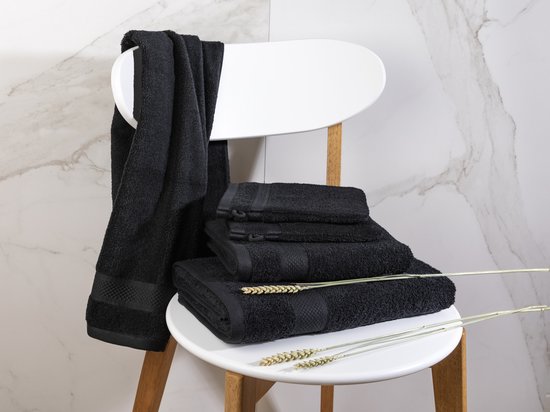 DoubleDry Handdoeken 70 x 140 cm – set van 3 – Hotelkwaliteit 500 g/m2 – Zacht & Absorberend - OEKO-TEX Made in Green & BSCI Gecertificeerd - raven zwart