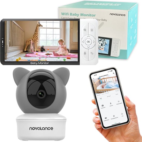 Novalance - Wifi Baby Monitor - Babyfoon Met Camera - Babyfoon met 5 inch scherm - Slaapliedjes - Slimme detectoren