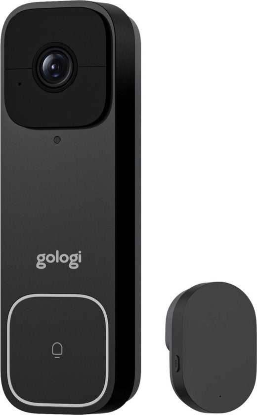 Gologi Video Deurbel - Slimme Deurbel met Camera en WiFi - HD Video Kwaliteit - Draadloos op Accu - Inclusief Muurbeugel en Chime - Night Vision - Waterdicht - Zwart