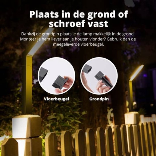 FlinQ Yora Solar Tuinverlichting - Tuinlampen op zonne-energie - Buitenlamp - Aluminium - 2-pack - Zwart